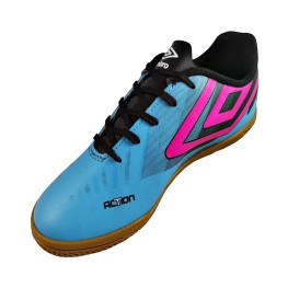 Tenis Umbro Indoor Action Jr. Azul/preto/rosa Fluor