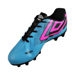 Chuteira Umbro Action Jr. Azul/preto/rosa Fluor